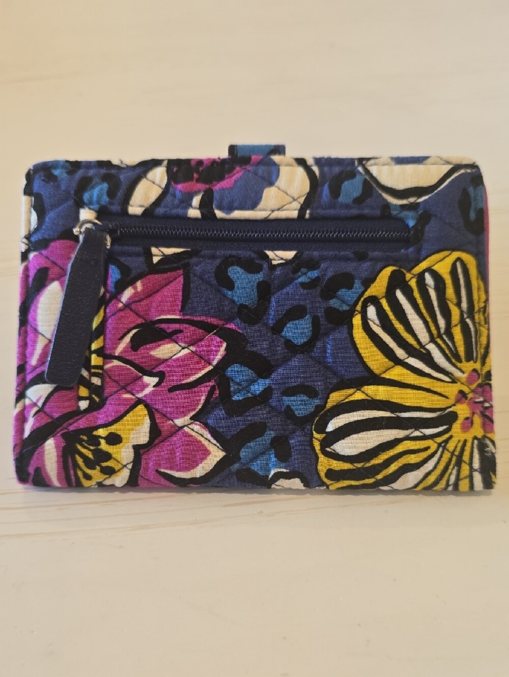 Vera Bradley Quilted Floral Snap Wallet in Blue, Pink and Yellow - Picture 2 of 5